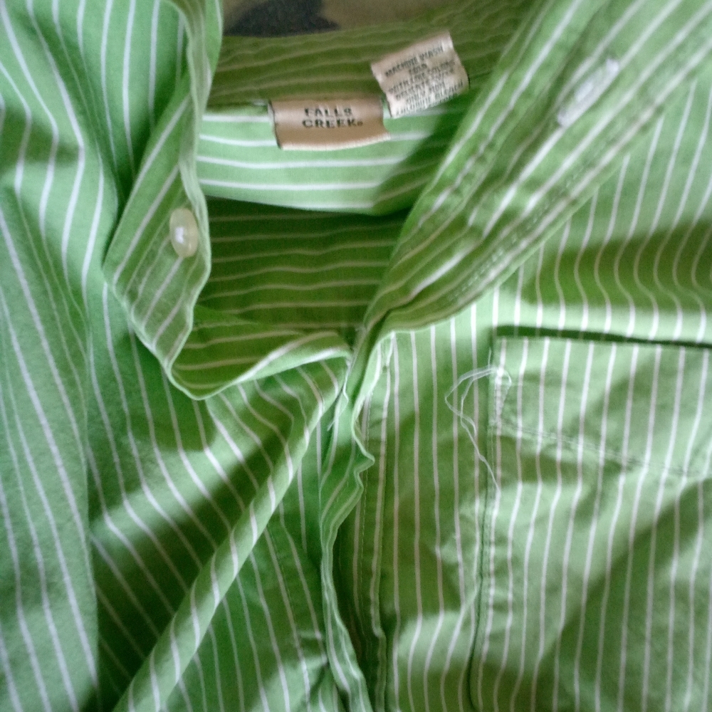 Mens xl green and white falls creek dress shirt